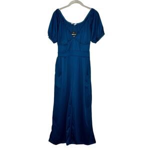 Rebdolls Jumpsuit Blue Women's Genie In A Bottle Wide Leg Crop Size Large NWT